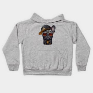 Black French Bulldog Hip-Hop Super Star Kids Hoodie